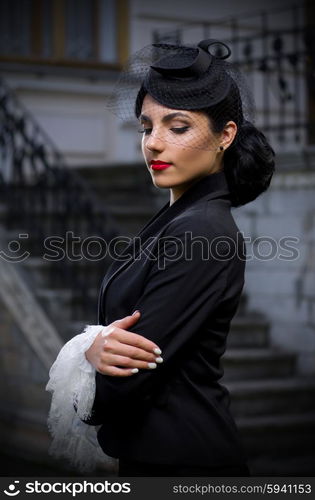 Young woman in retro styled costume (normal version)