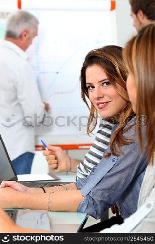 Young woman in sales training