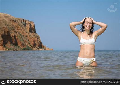 Young woman in sea