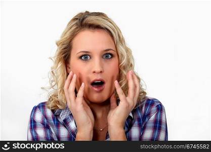 Young woman in shock