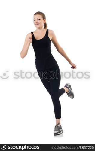 Young woman in sports concept isolated on white