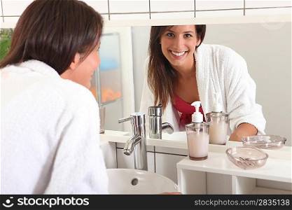 young woman in the bathroom