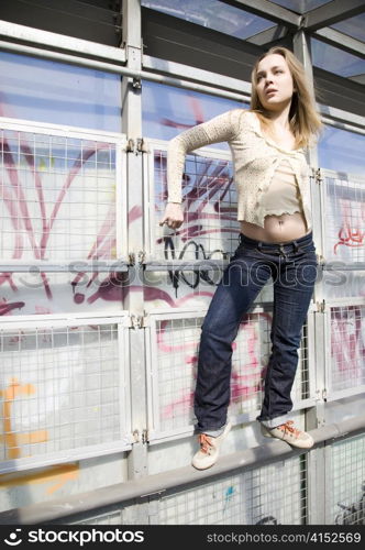 Young Woman In The City. Urban Scene.