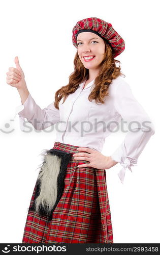 Young woman in traditional scottish clothing