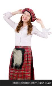 Young woman in traditional scottish clothing