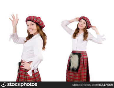 Young woman in traditional scottish clothing