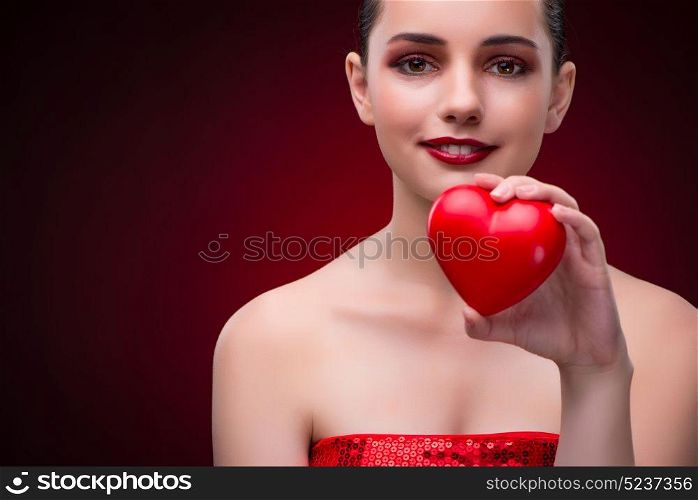 Young woman in valentine day concept