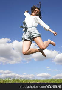 young woman jumping