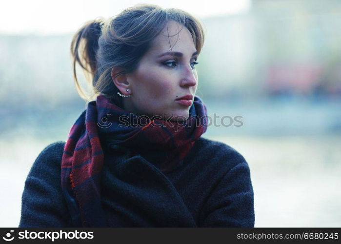 young woman makeup winter snow