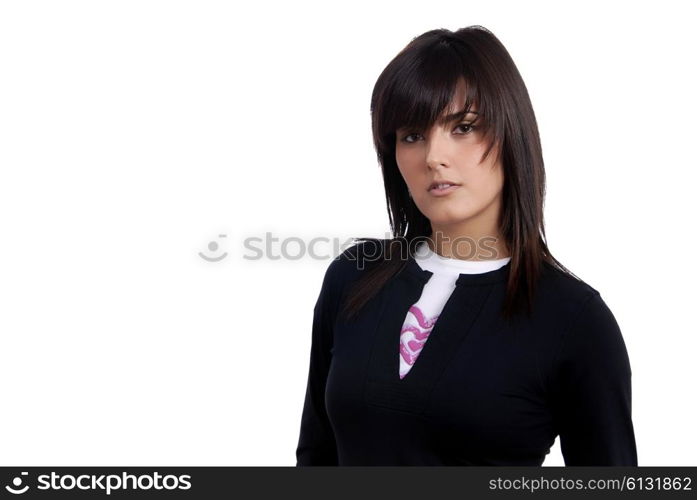 young woman model isolated on white background