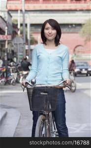 Young Woman on a Bicycle in Beijing