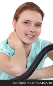 Young woman on a treadmill