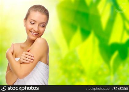 Young woman on floral background