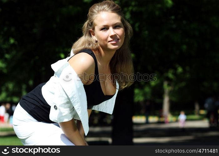young woman on outdoor background