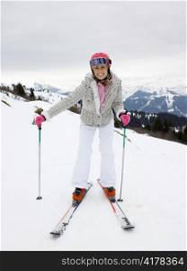 Young Woman On Skis