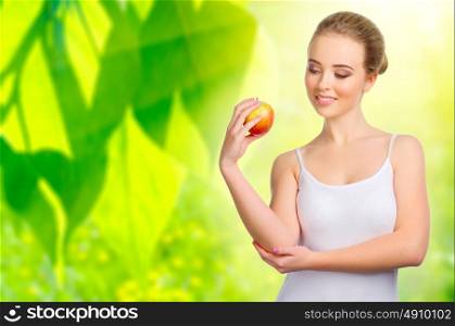 Young woman on spring floral background