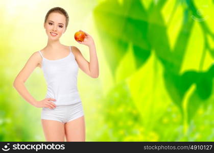 Young woman on spring floral background