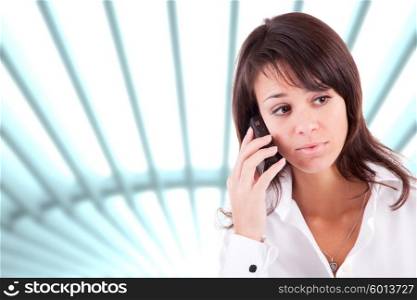 Young woman on the phone, isolated