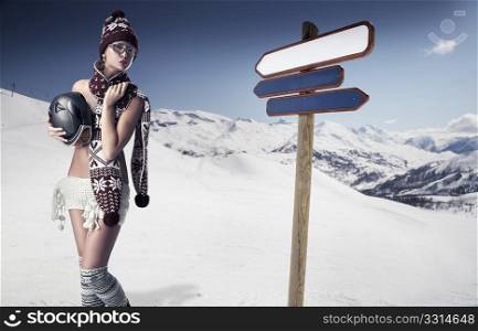 Young woman on the slope