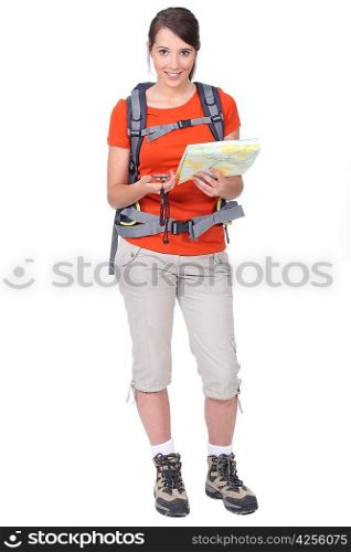 young woman orienteering
