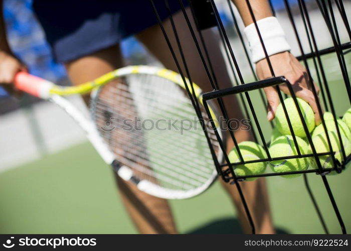 Young woman playing tennis