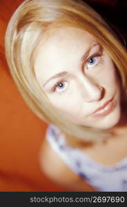 Young woman, portrait, elevated view