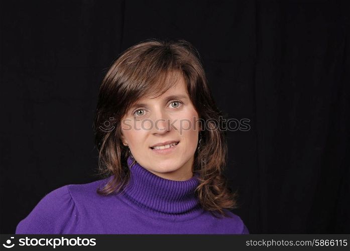 young woman portrait isolated on black background