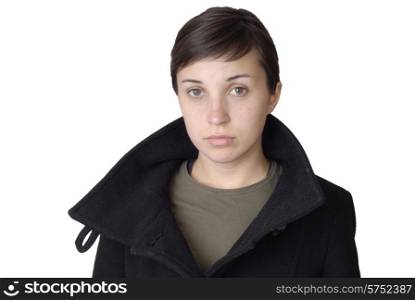 young woman portrait isolated on white background