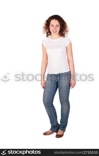 Young woman posing full body isolated
