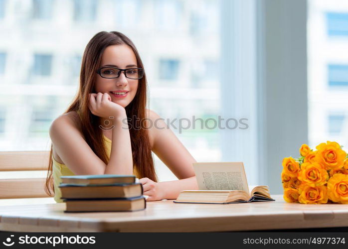 Young woman preparing for school exams