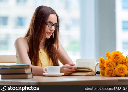 Young woman preparing for school exams