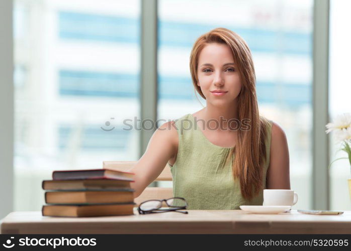 Young woman preparing for school exams