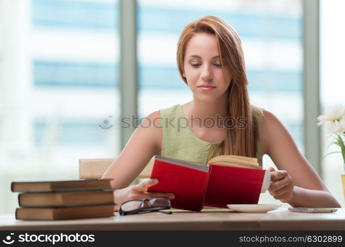 Young woman preparing for school exams