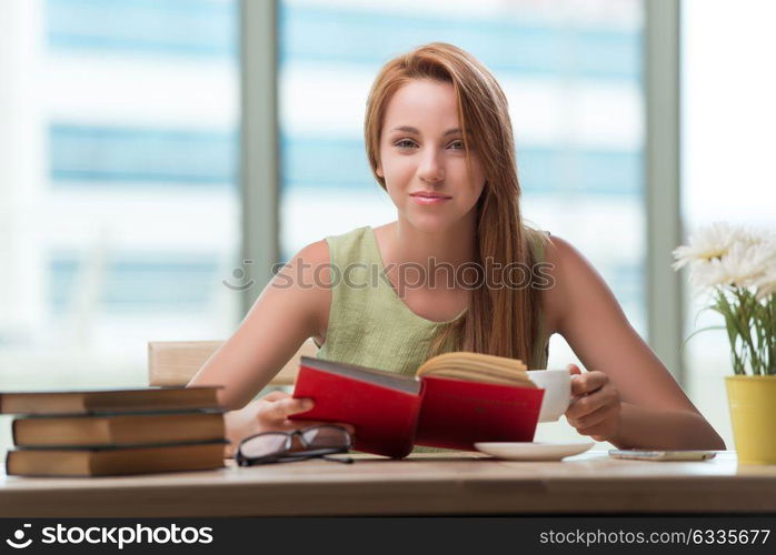 Young woman preparing for school exams