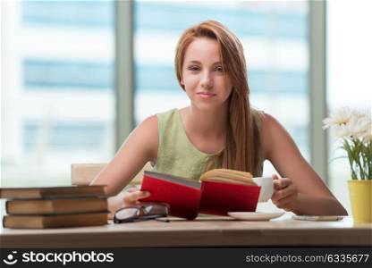 Young woman preparing for school exams