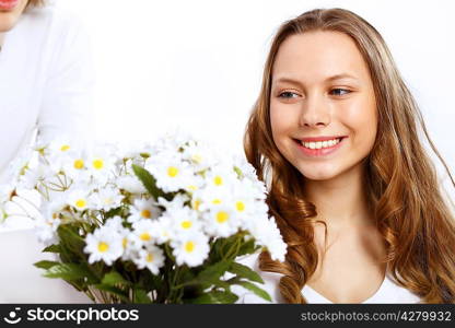 Young woman receiving a gift from her boyfriend