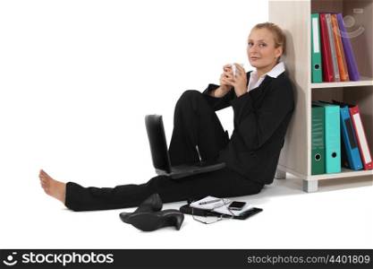 Young woman relaxed in front of computer