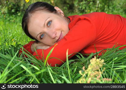 young woman relaxing outdoor