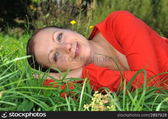 young woman relaxing outdoor