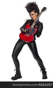 Young woman rock star isolated