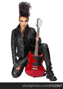 Young woman rock star isolated