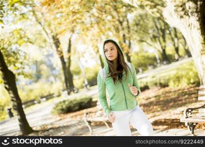 Young woman running in the park
