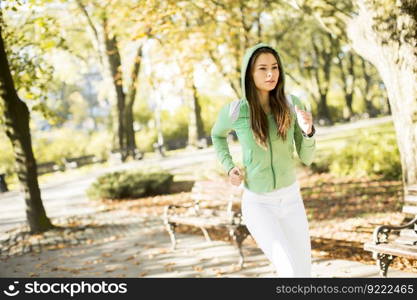 Young woman running in the park