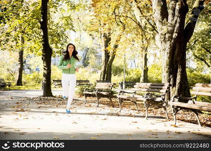 Young woman running in the park