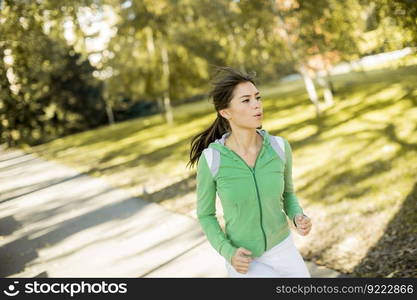 Young woman running in the park