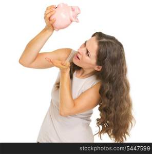 Young woman running out of money
