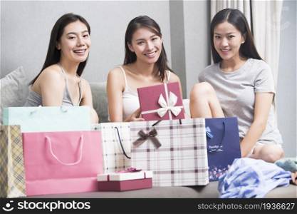 Young woman's several birthday gifts