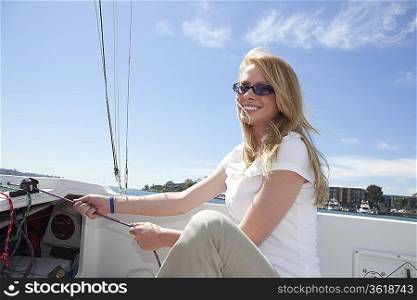 Young woman sailing
