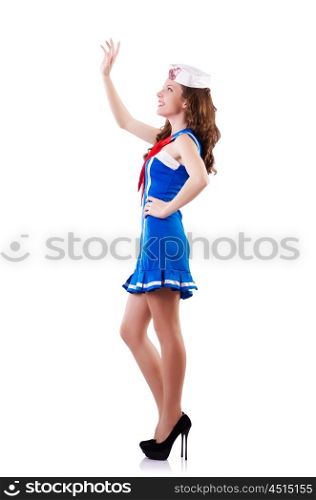Young woman sailor in marine concept
