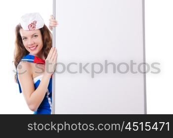 Young woman sailor in marine concept
